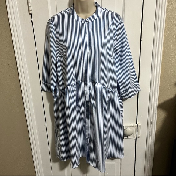Tuckernuck Blue White Stripe Royal Shirt Dress Medium G2 - Picture 2 of 9
